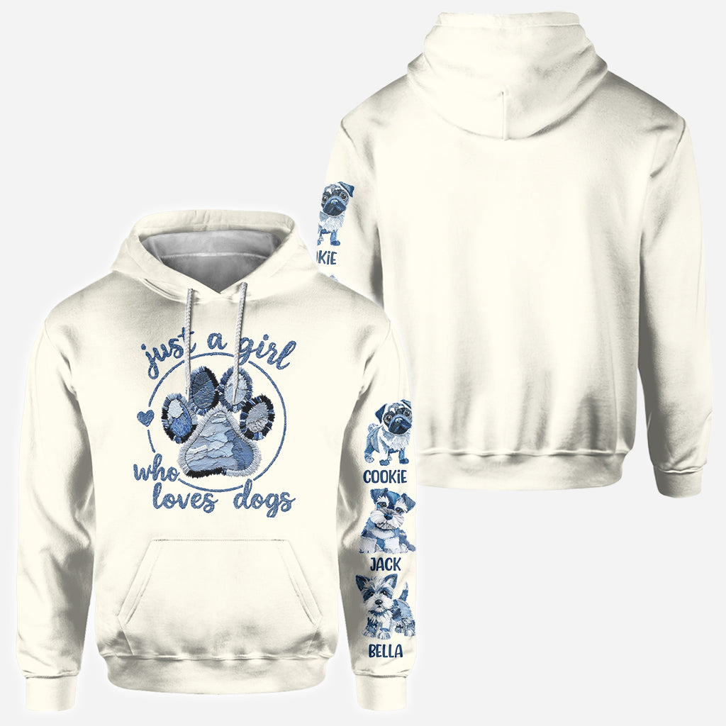 Einfach ein Mädchen, das Hunde liebt – personalisiertes T-Shirt mit Hundemotiv