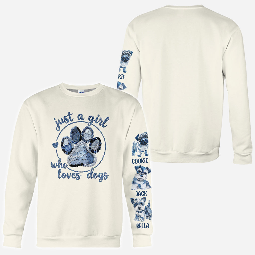 Einfach ein Mädchen, das Hunde liebt – personalisiertes T-Shirt mit Hundemotiv