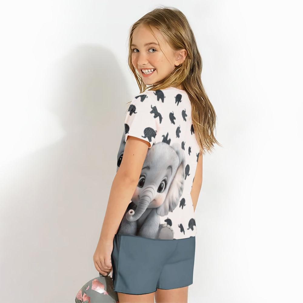 Niedliches Baby-Elefanten-Kleidungsset für Kinder – personalisiertes Elefanten-T-Shirt und Shorts