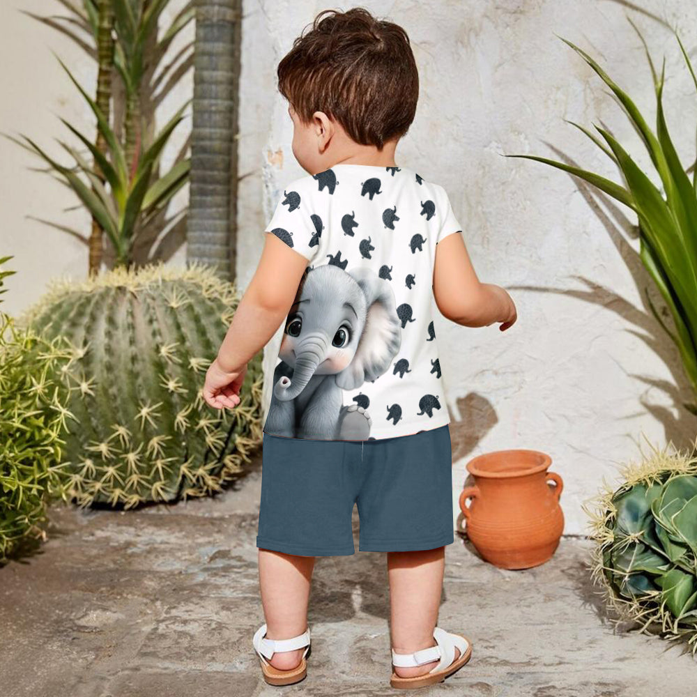 Niedliches Baby-Elefanten-Kleidungsset für Kinder – personalisiertes Elefanten-T-Shirt und Shorts