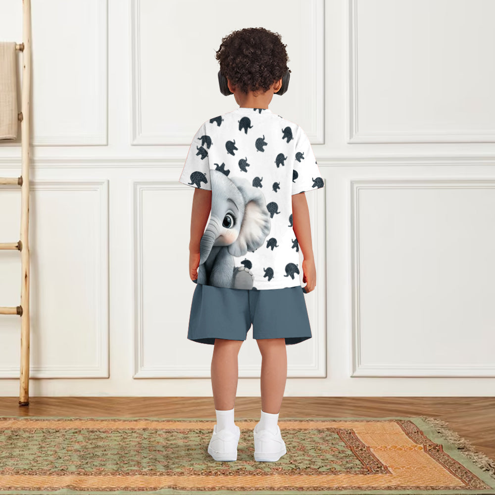 Niedliches Baby-Elefanten-Kleidungsset für Kinder – personalisiertes Elefanten-T-Shirt und Shorts