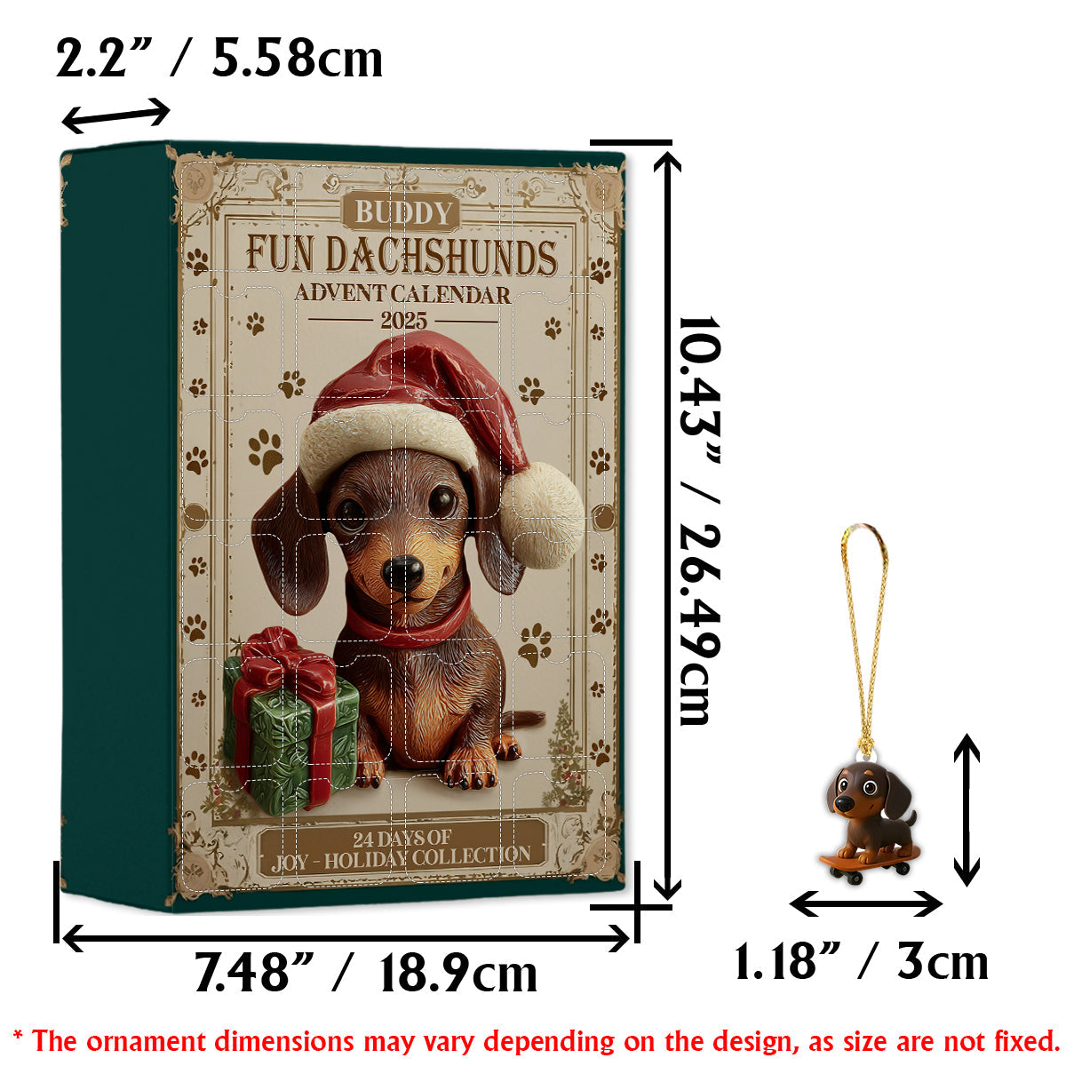 Love Dachshund - Personalized Dachshund Advent Calendar With Ornaments