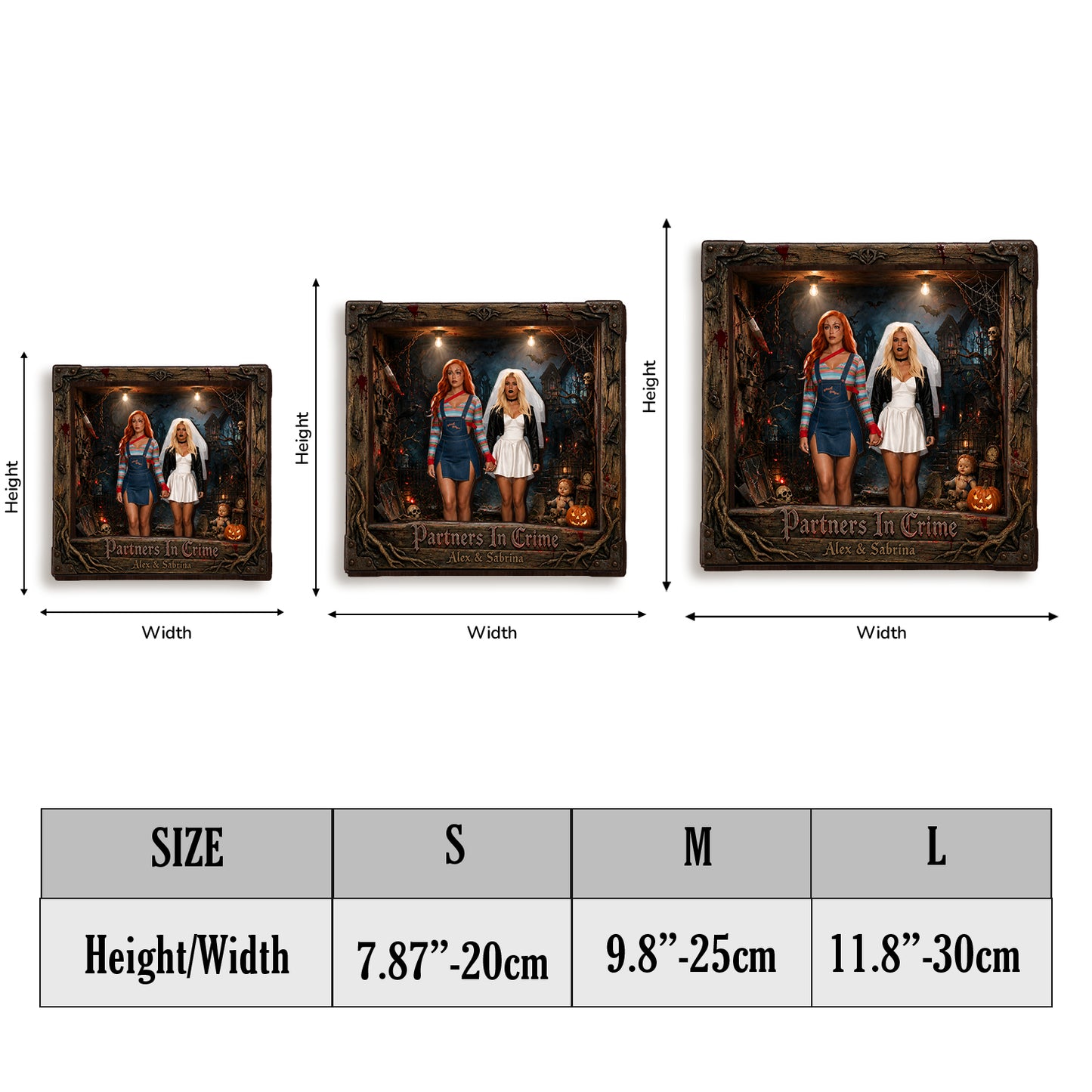 Partner in Crime - Personalisierte Beste Freundin Holz-Licht Schattenbox
