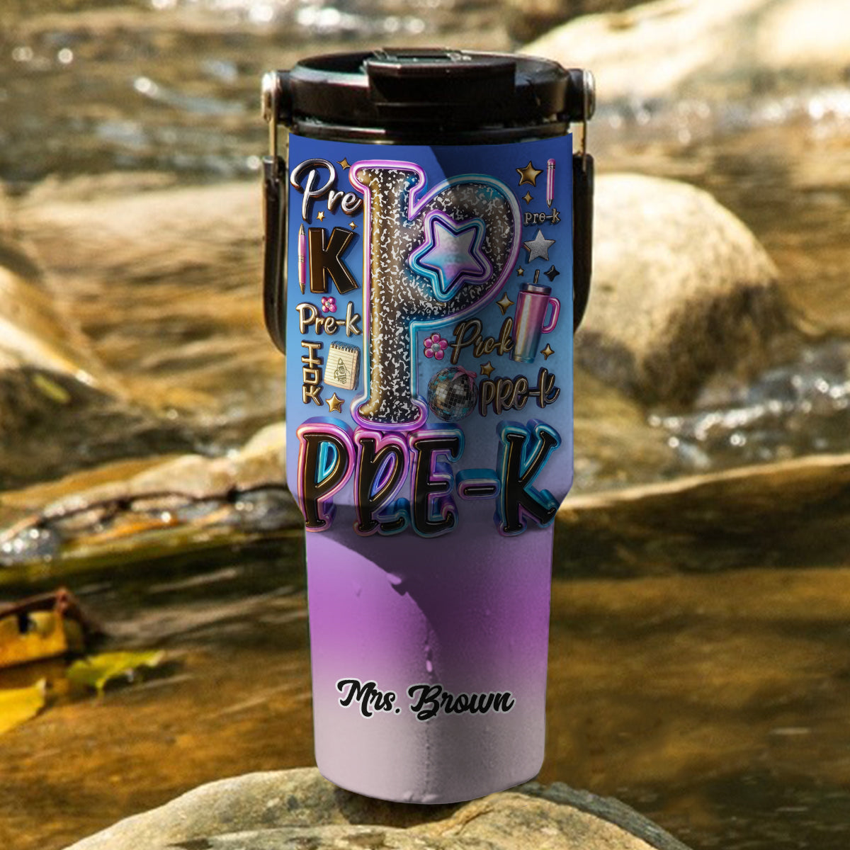 Personalisierter Lehrerbecher mit Tragegriff – perfekt für den Schulstart!