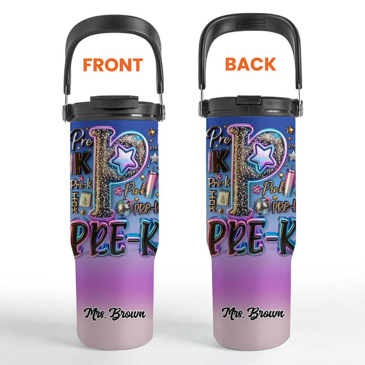 Personalisierter Lehrerbecher mit Tragegriff – perfekt für den Schulstart!