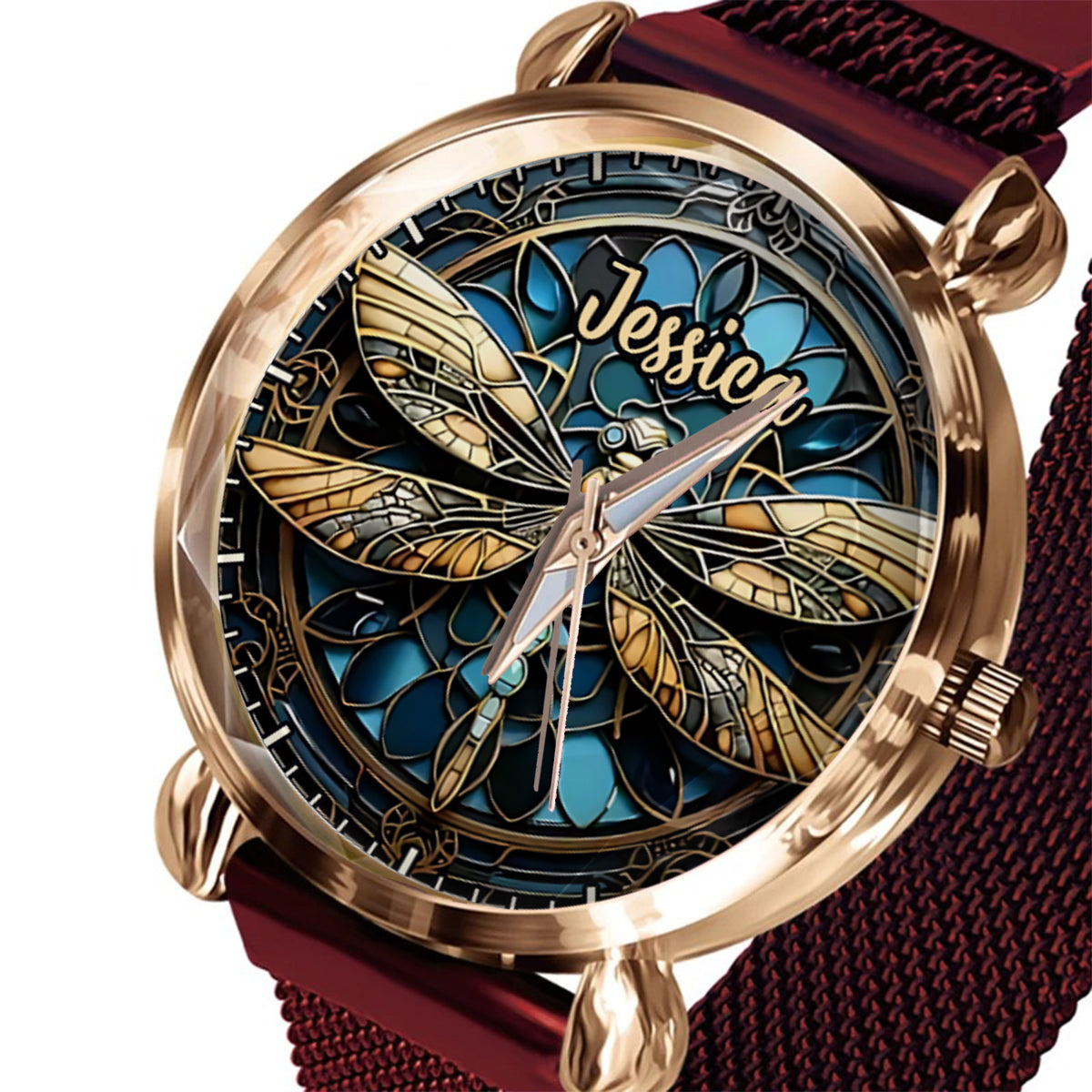 Wunderschöne Libelle – personalisierte Libelle Damen-Handuhr