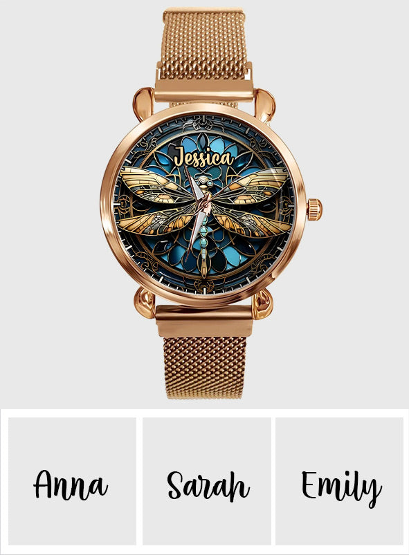 Wunderschöne Libelle – personalisierte Libelle Damen-Handuhr