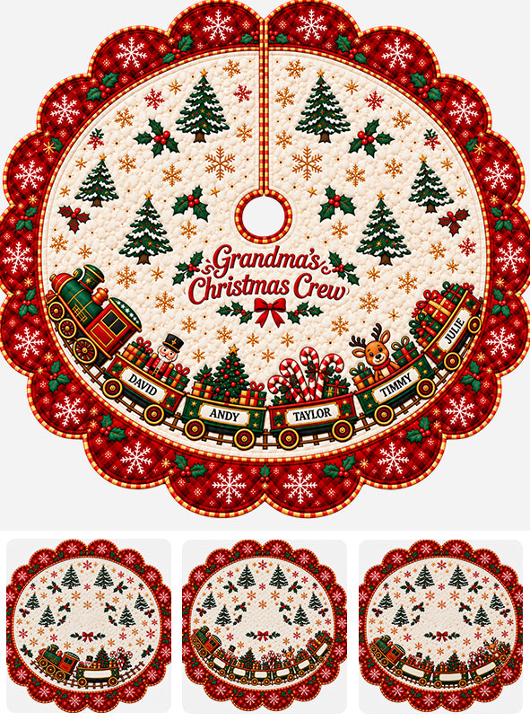 Christmas Train Family - Personalized Grandma Shaped Tree Skirt