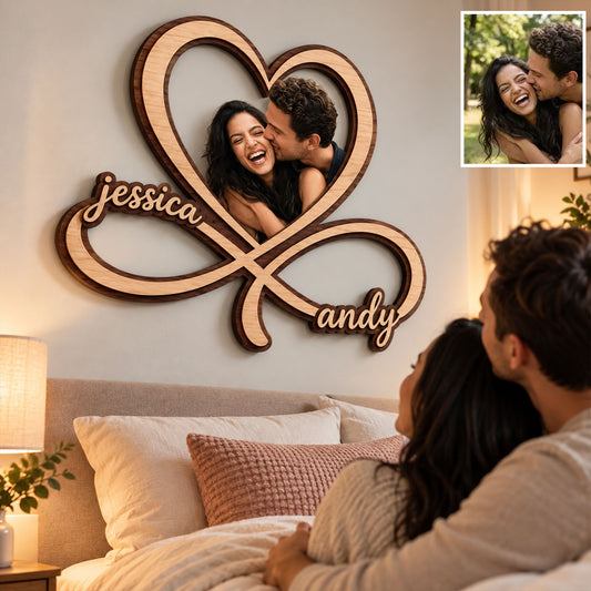 Ich liebe dich für immer - Personalisierte Paar 2-lagige Holztafel / Holzplakette