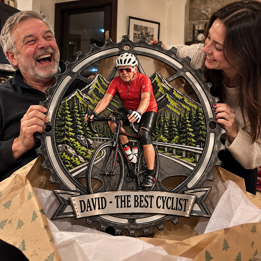 Cycling Lovers Gift, Cyclist Gift - Personalized Cycling 3D Printed Cut Metal Sign
