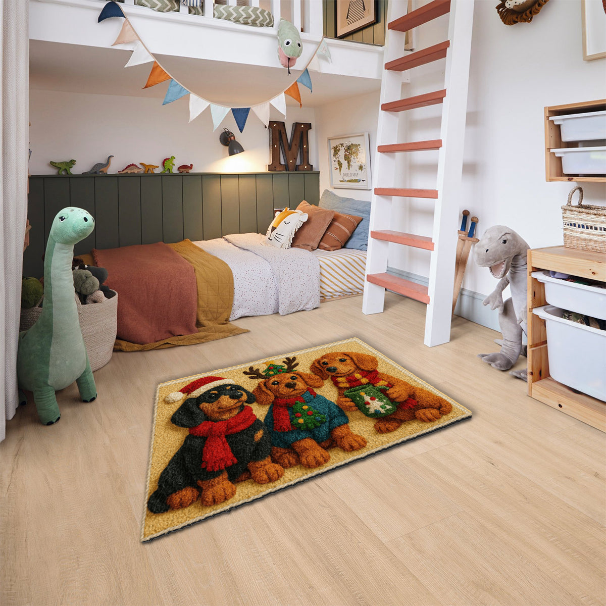 Weihnachtshund - Personalisierter, rutschfester, getufteter Hundeteppich