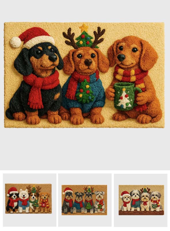 Weihnachtshund - Personalisierter, rutschfester, getufteter Hundeteppich