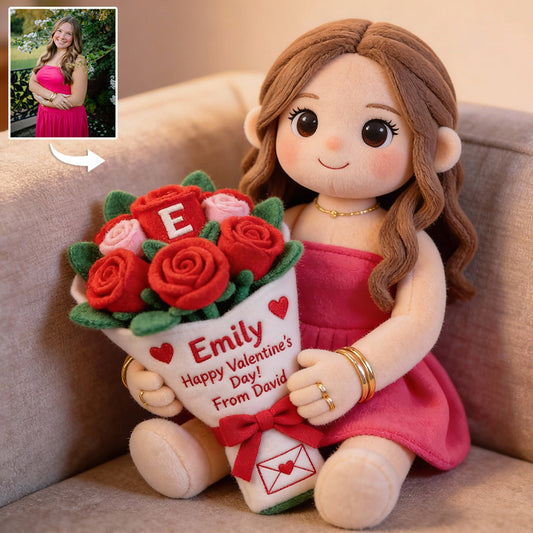 Personalisiertes Kissen in Form eines Paares mit Kunstfell, Foto, Namen und Anfangsbuchstaben – individuelles Paarkissen aus Kunstfell