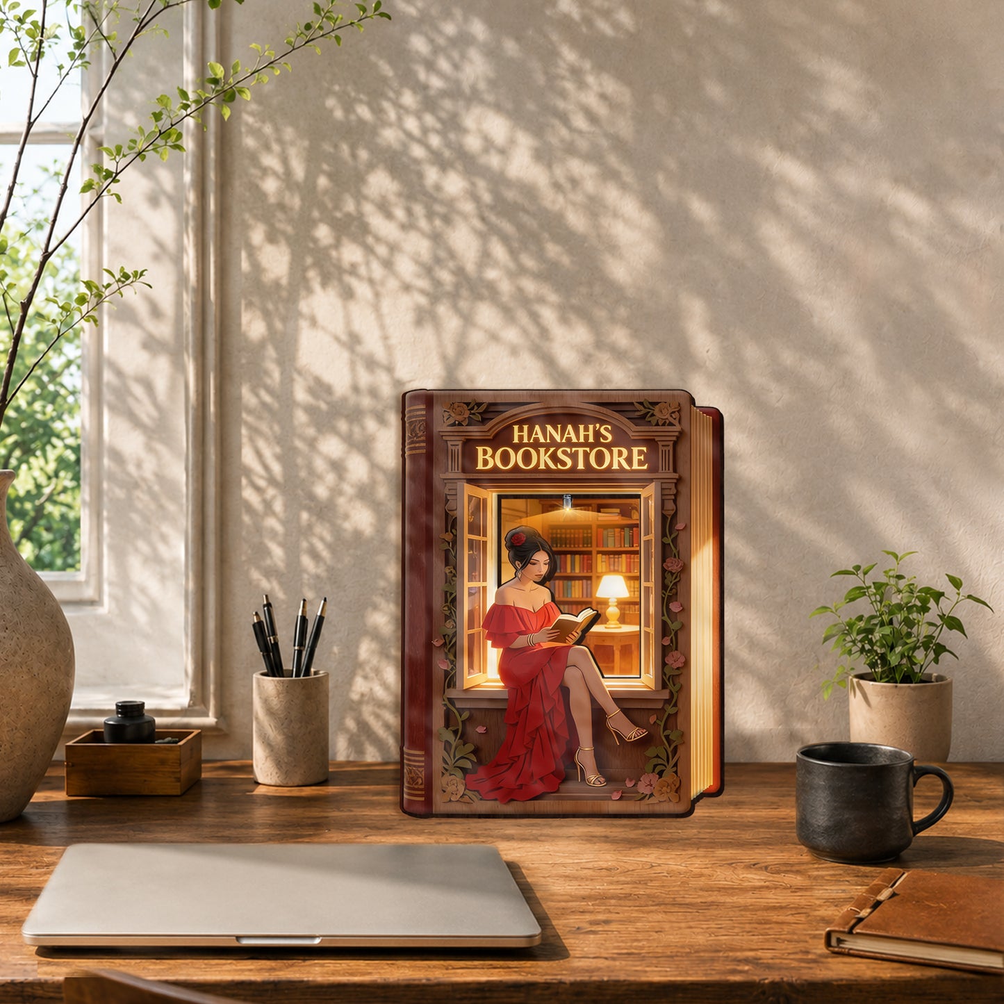 My Bookstore - Personalized Book Wooden Light Shadow Box