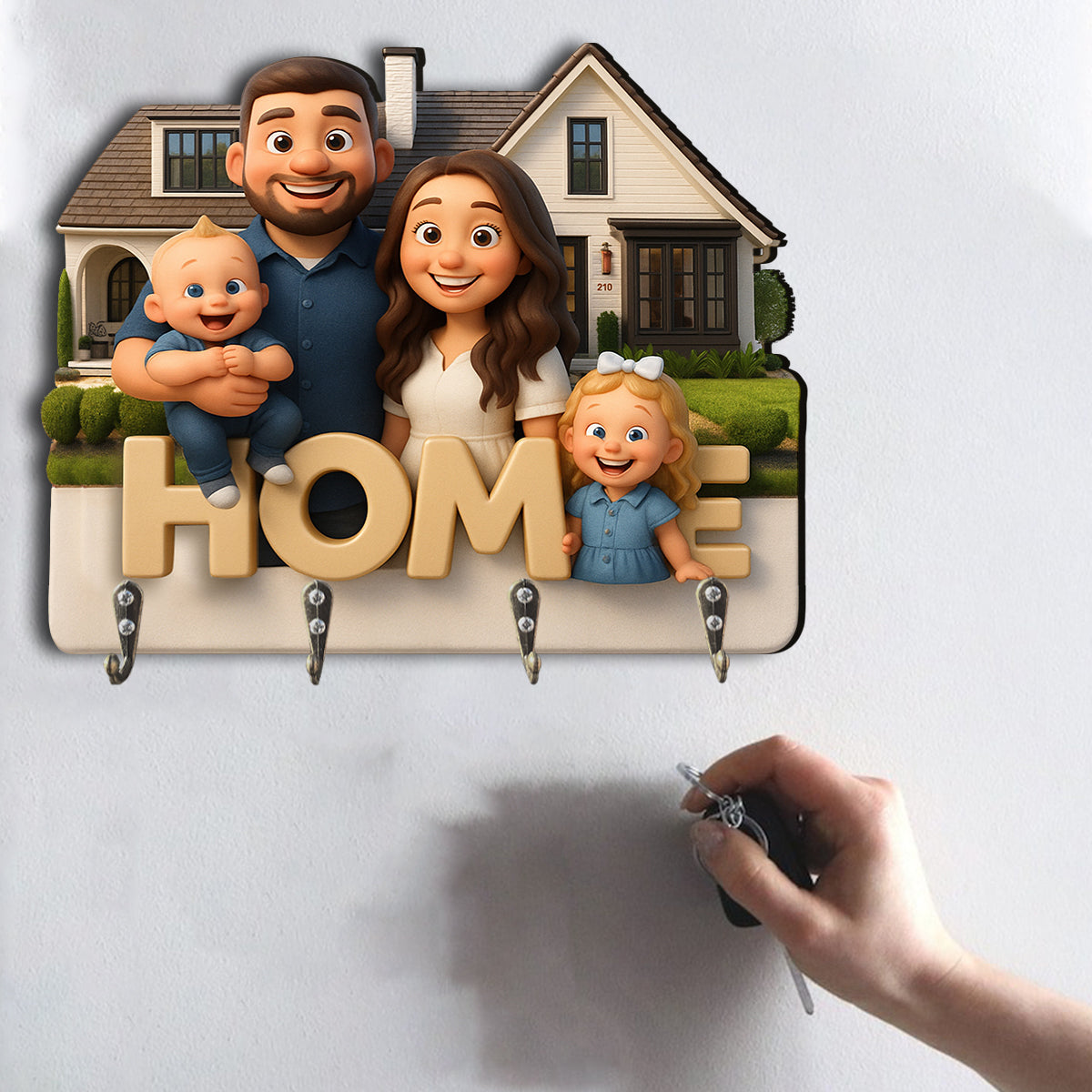 Zuhause ist, wo das Herz ist – Personalisierte, individuell geformte Hängeleiste für die ganze Familie