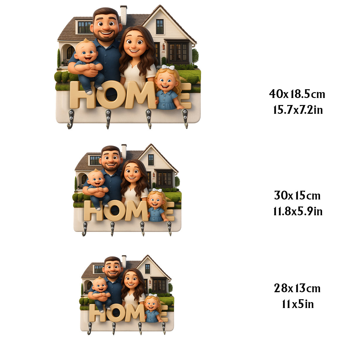 Zuhause ist, wo das Herz ist – Personalisierte, individuell geformte Hängeleiste für die ganze Familie