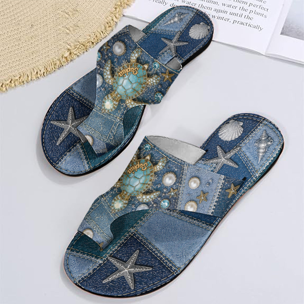 Liebes-Schildkröte Sommergeschenk - Personalisierte offene Sandalen