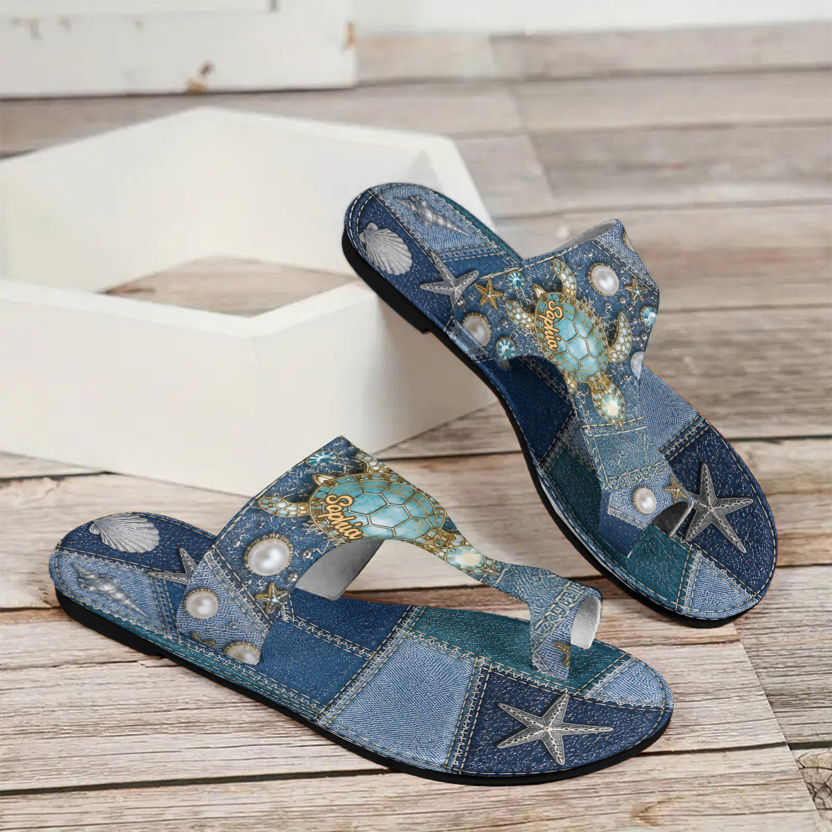 Liebes-Schildkröte Sommergeschenk - Personalisierte offene Sandalen