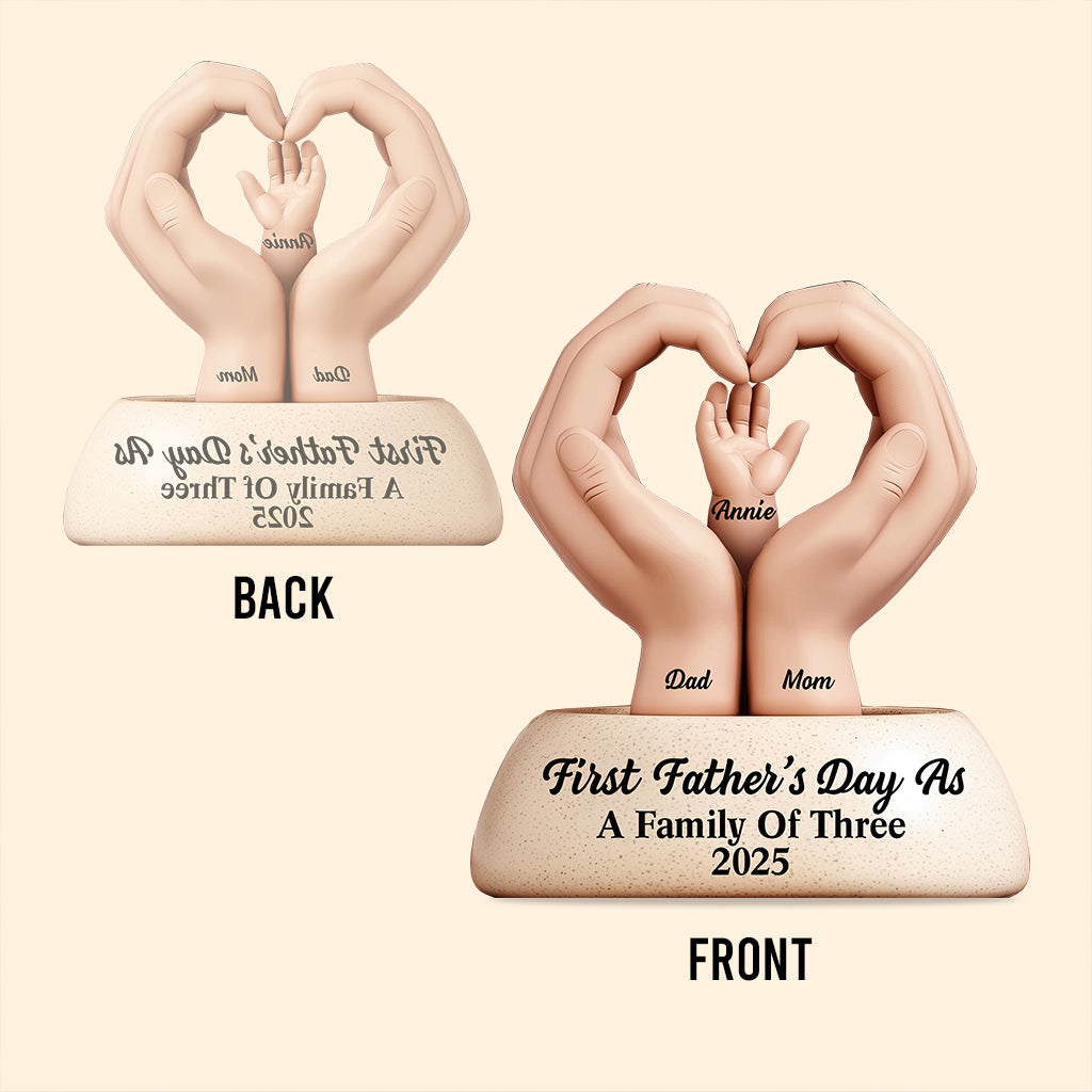 Erster Vatertag als Familie zu dritt/vier/fünf – Personalisierte, individuell geformte Acrylplakette für den Vater