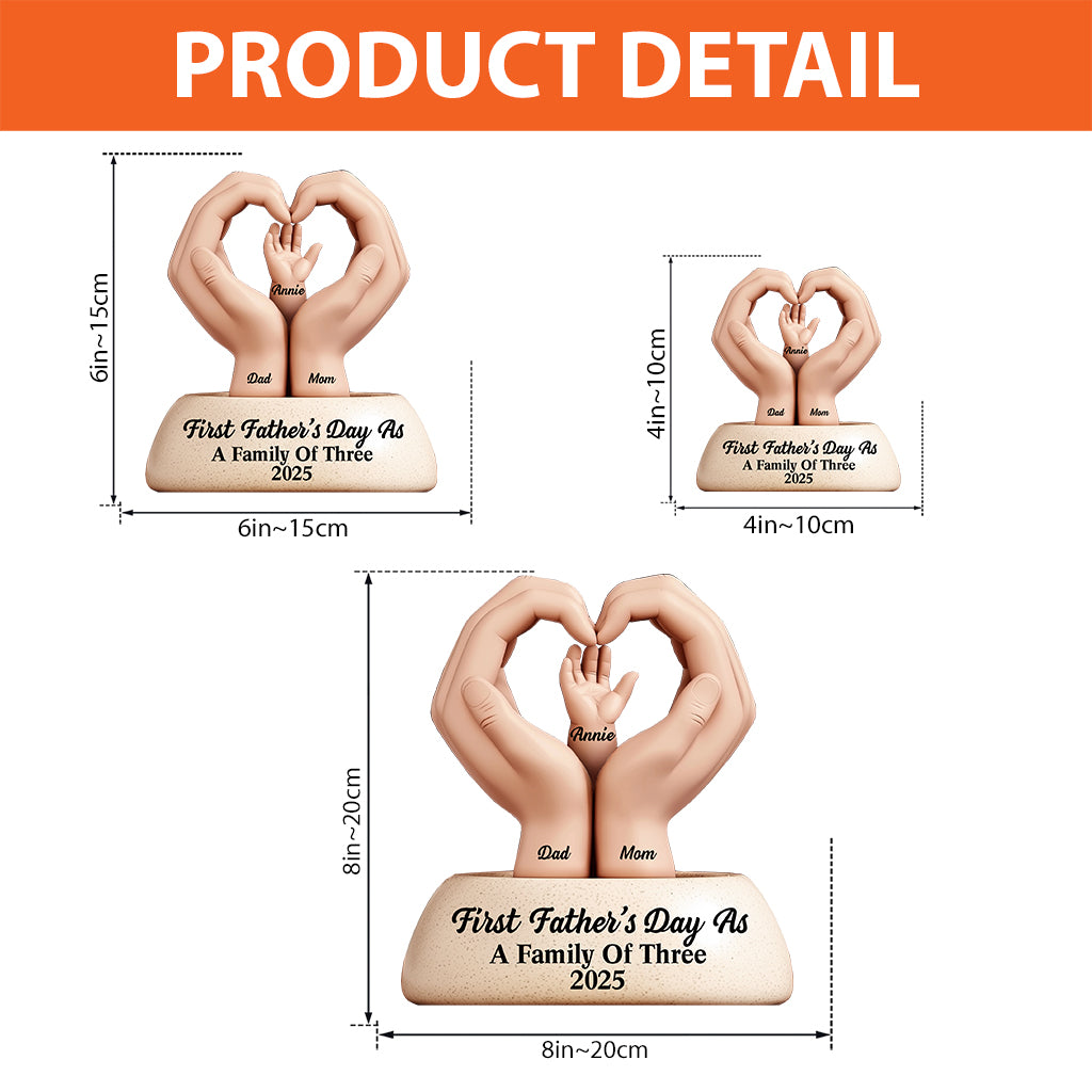 Erster Vatertag als Familie zu dritt/vier/fünf – Personalisierte, individuell geformte Acrylplakette für den Vater