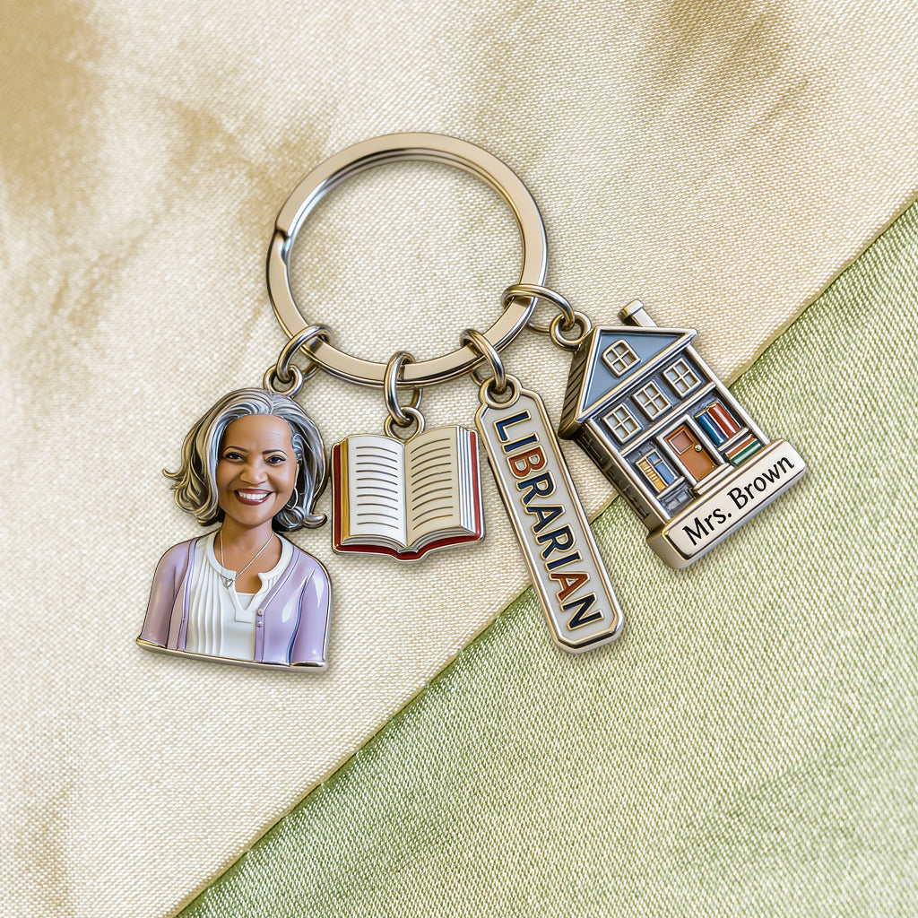 Librarian Gifts - Personalized Librarian Premium Keychain With Charms