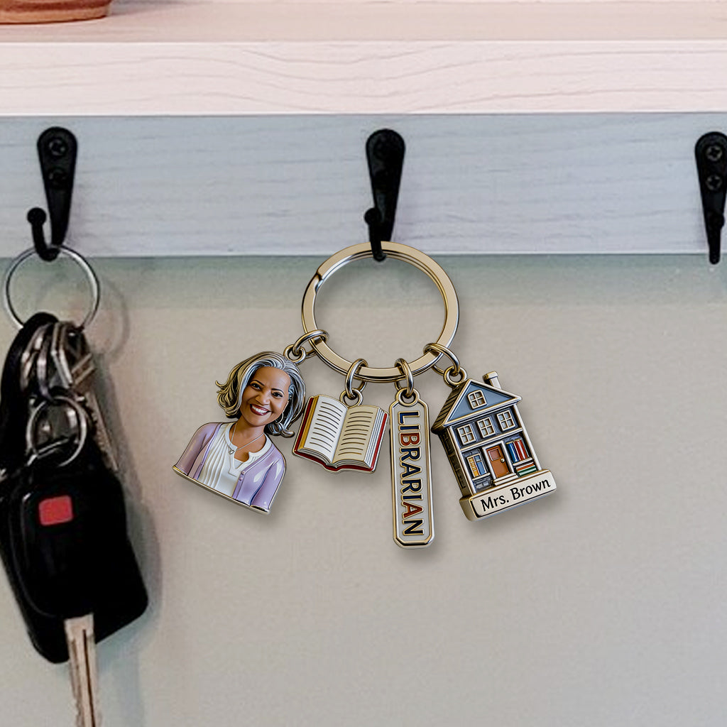 Librarian Gifts - Personalized Librarian Premium Keychain With Charms
