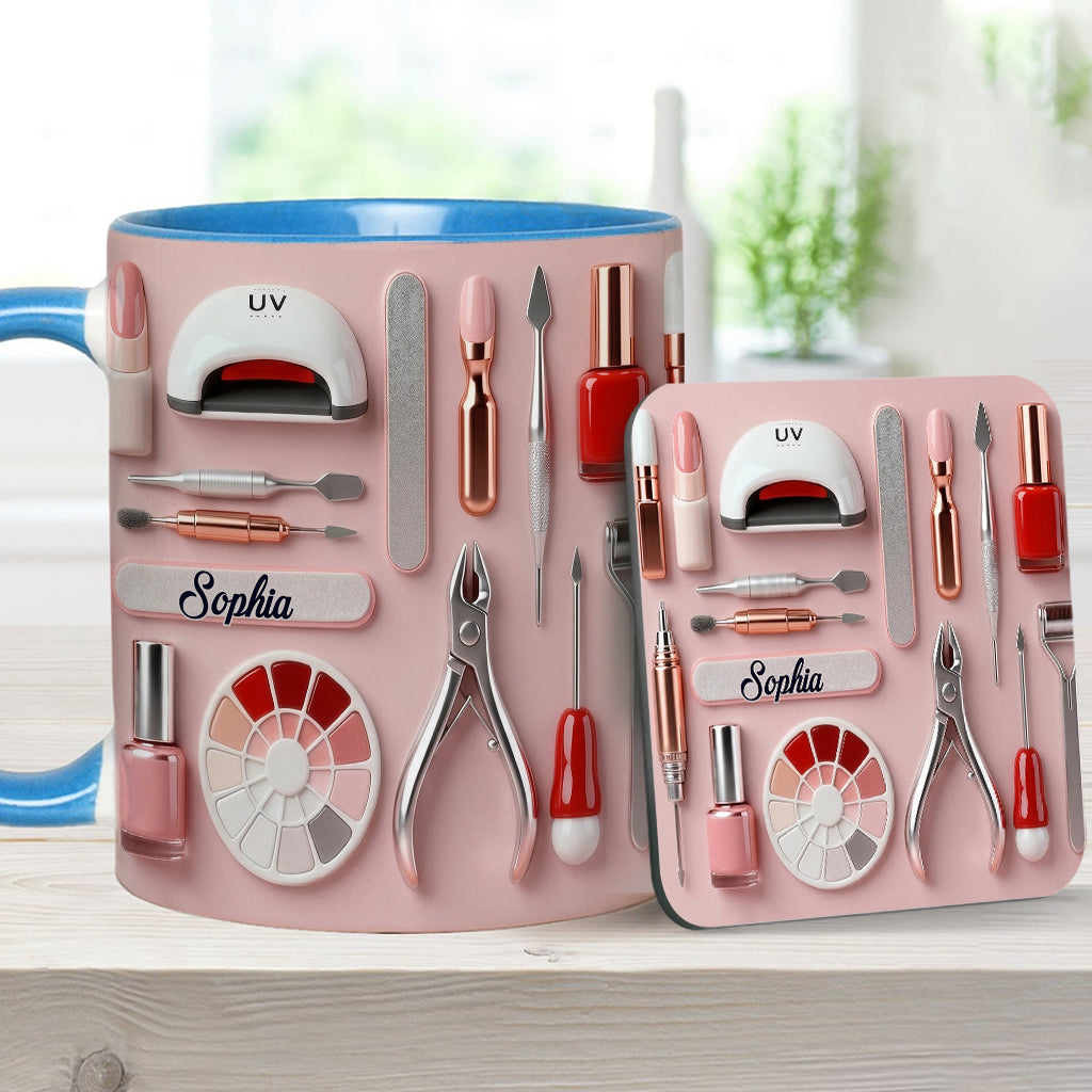 Nail Tech - Personalized Nail Salon Accent Mug & Coaster