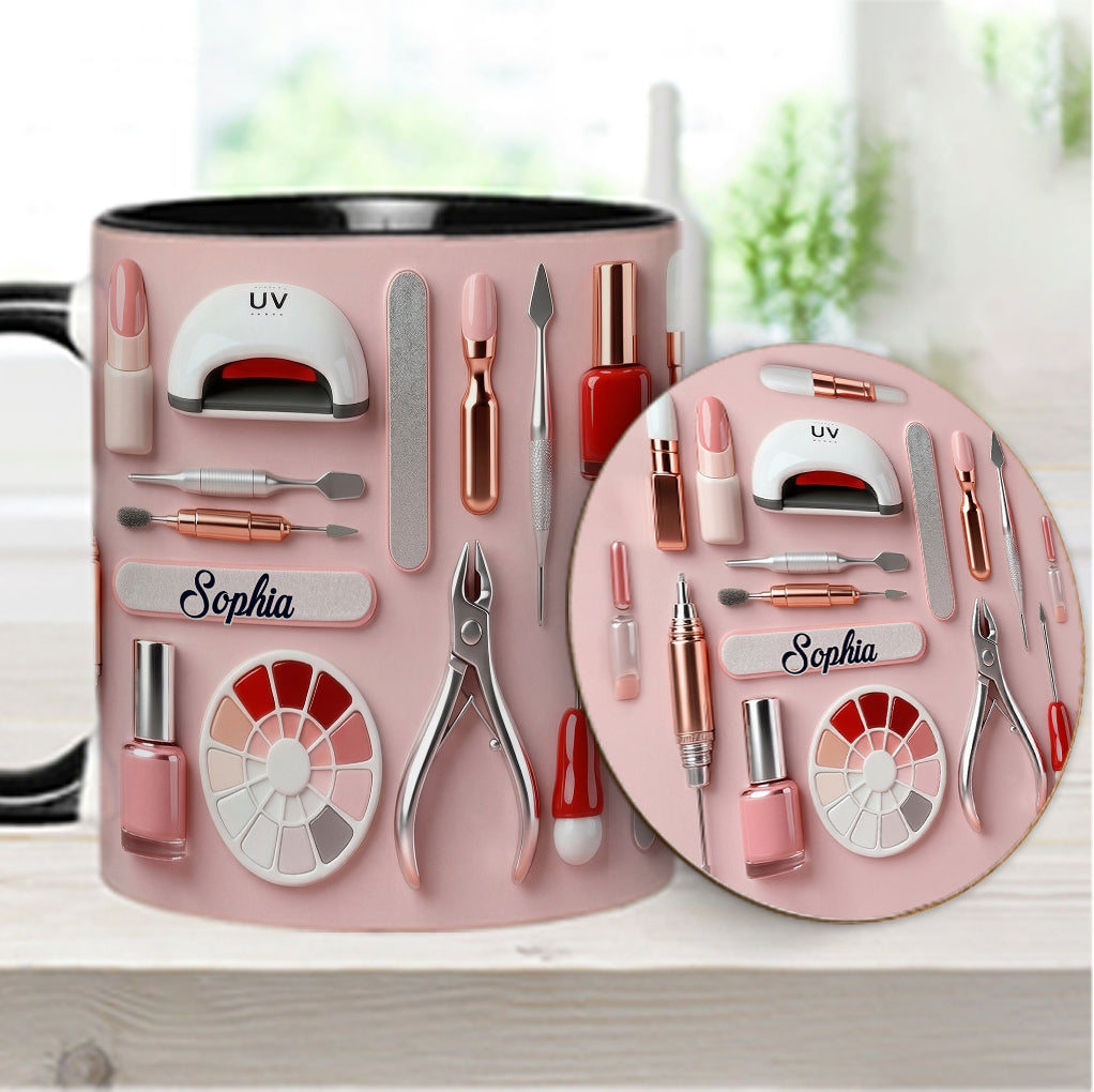 Nail Tech - Personalized Nail Salon Accent Mug & Coaster