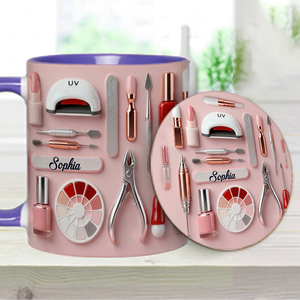 Nail Tech - Personalized Nail Salon Accent Mug & Coaster