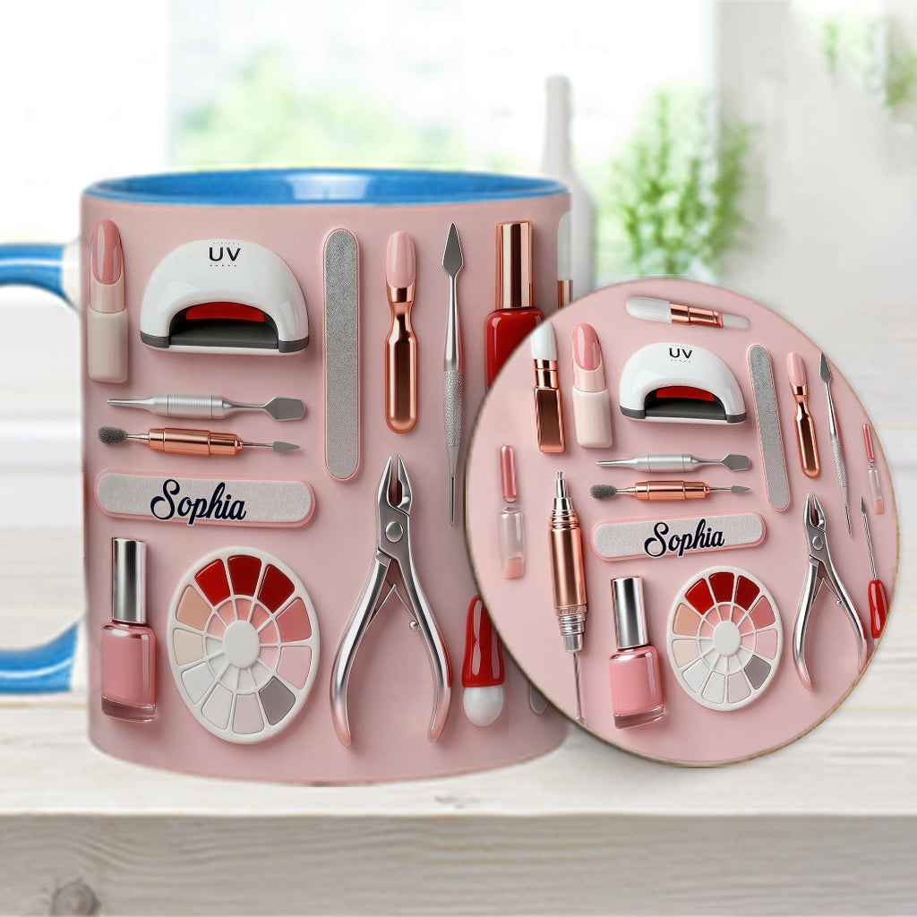 Nail Tech - Personalized Nail Salon Accent Mug & Coaster