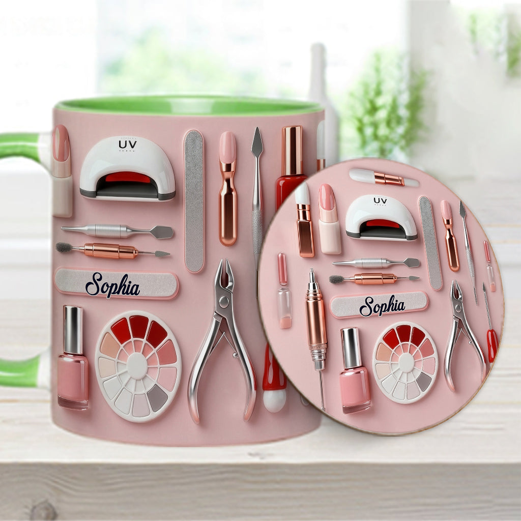 Nail Tech - Personalized Nail Salon Accent Mug & Coaster