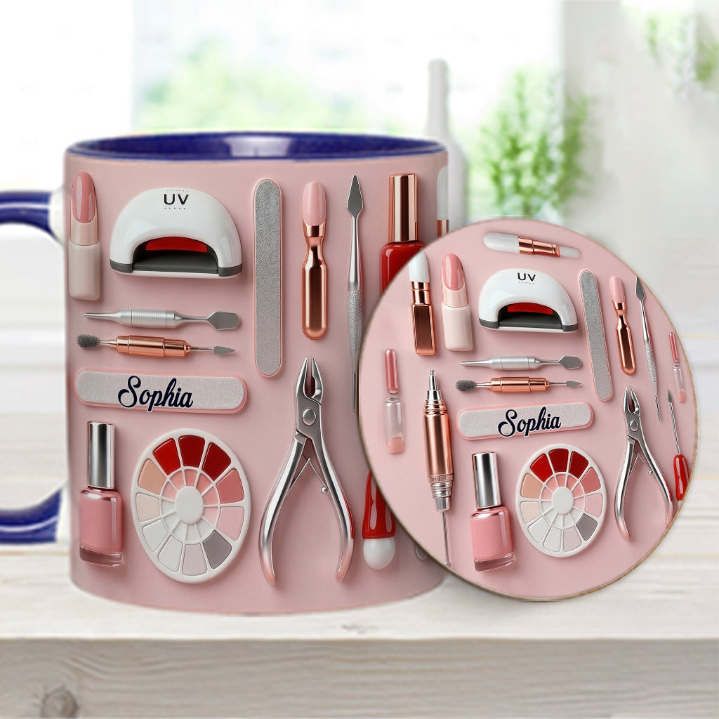 Nail Tech - Personalized Nail Salon Accent Mug & Coaster