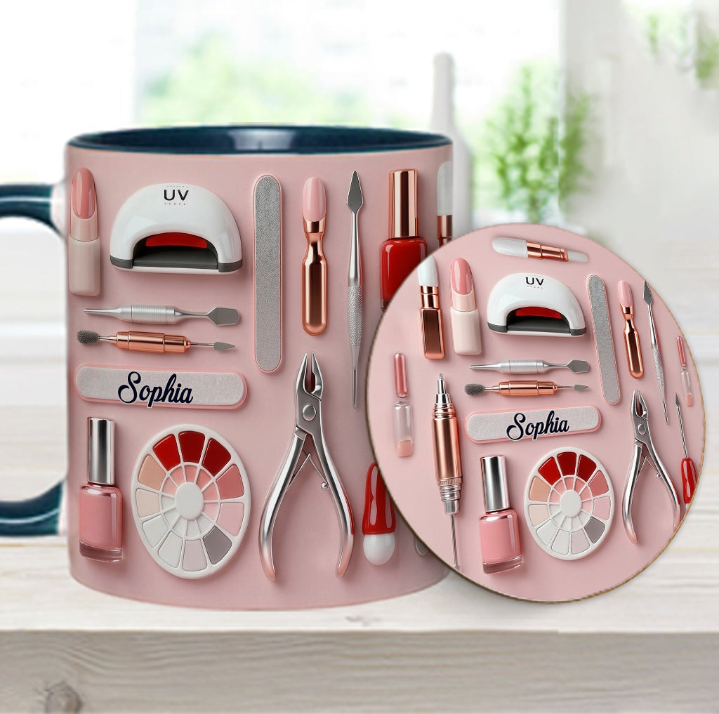 Nail Tech - Personalized Nail Salon Accent Mug & Coaster