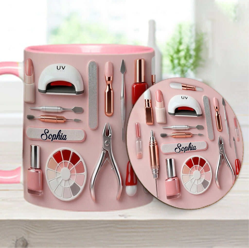 Nail Tech - Personalized Nail Salon Accent Mug & Coaster