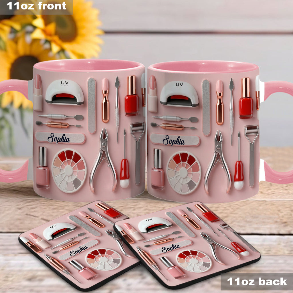 Nail Tech - Personalized Nail Salon Accent Mug & Coaster