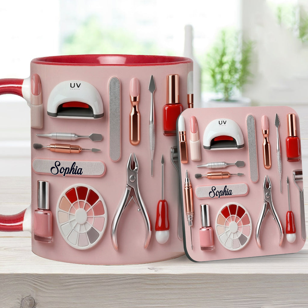 Nail Tech - Personalized Nail Salon Accent Mug & Coaster