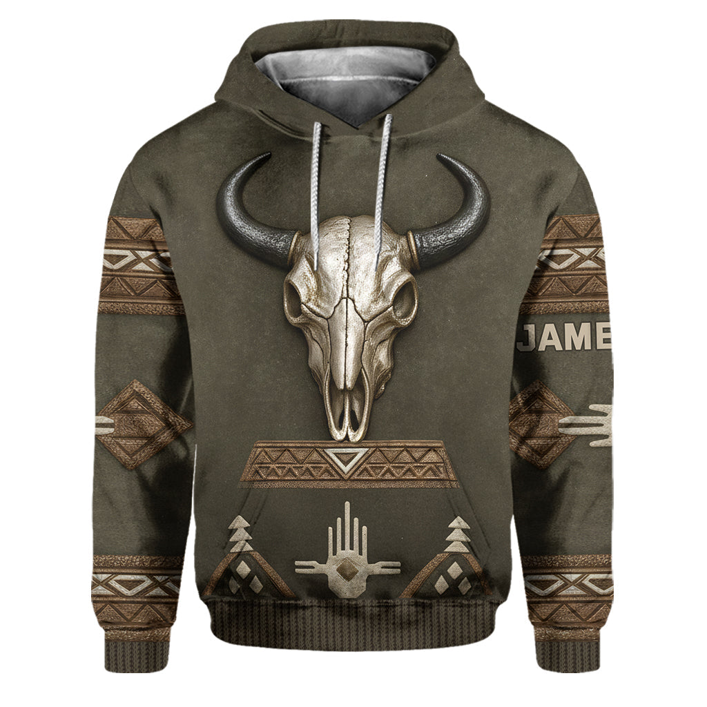 Totenkopf-Tribal-Muster, Indianermotiv – Personalisierter Hoodie und Jogginghose im Indianerstil