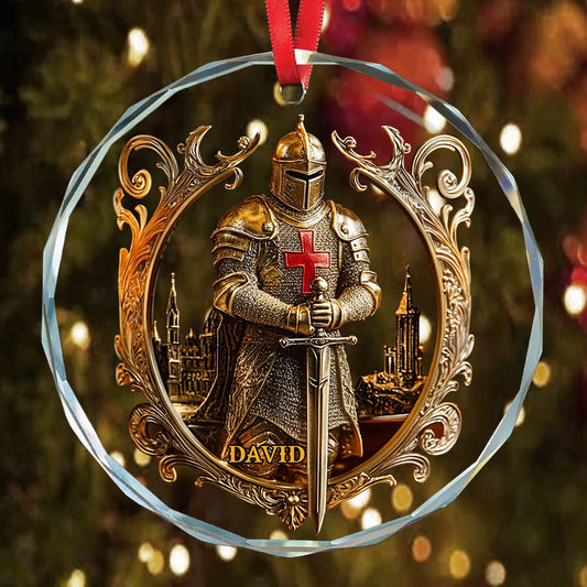 Strong Warrior - Personalized Christian Round Shaped Glass Ornament