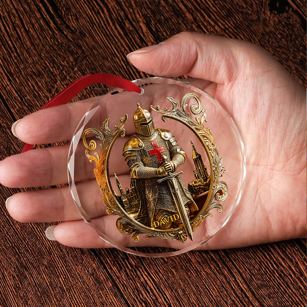 Strong Warrior - Personalized Christian Round Shaped Glass Ornament