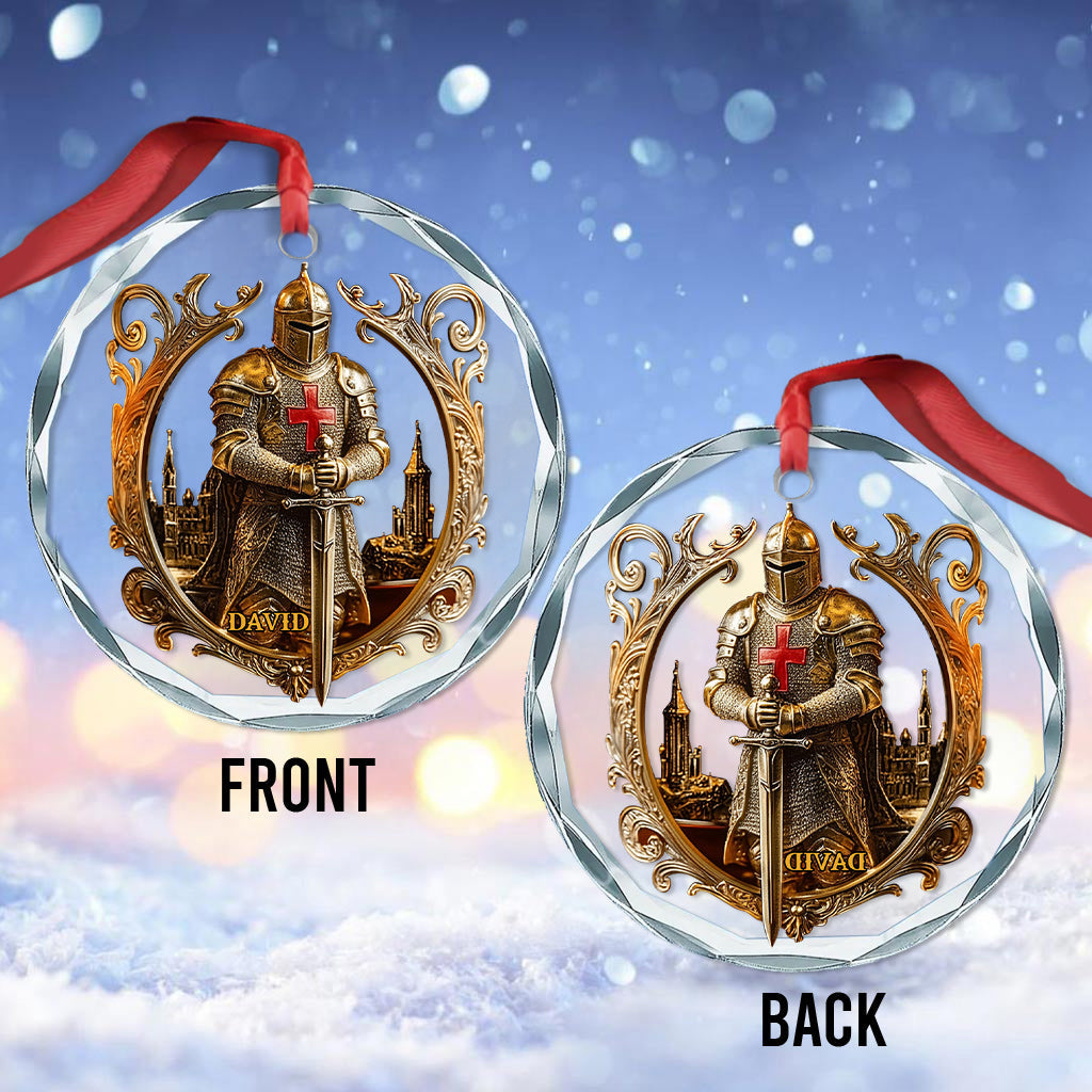 Strong Warrior - Personalized Christian Round Shaped Glass Ornament