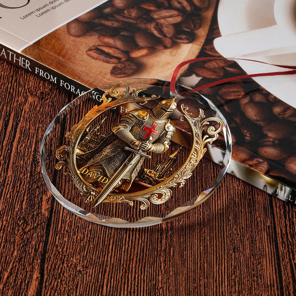 Strong Warrior - Personalized Christian Round Shaped Glass Ornament