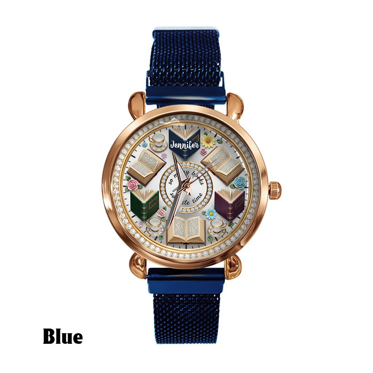 So viele Bücher, so wenig Zeit – personalisierte Buch-Damenhanduhr 