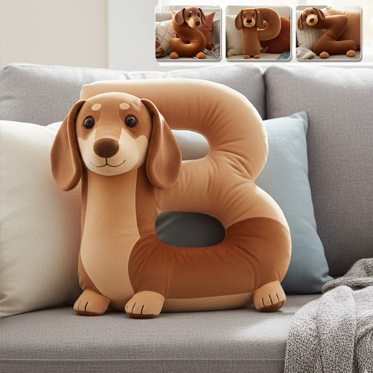 Niedlicher Dackel – personalisiertes Kissen in Dackelform