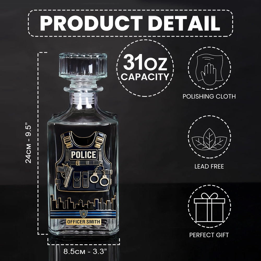 Dienen & Schützen – Personalisiertes Whiskey-Dekanter-Set für Polizeibeamte