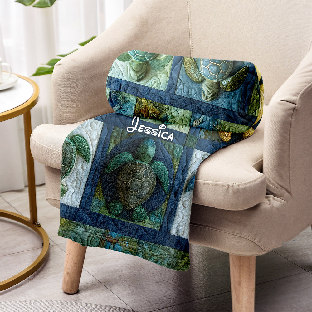 Geschenk für Meeresschildkröten-Liebhaber – Personalisierte Schildkrötendecke
