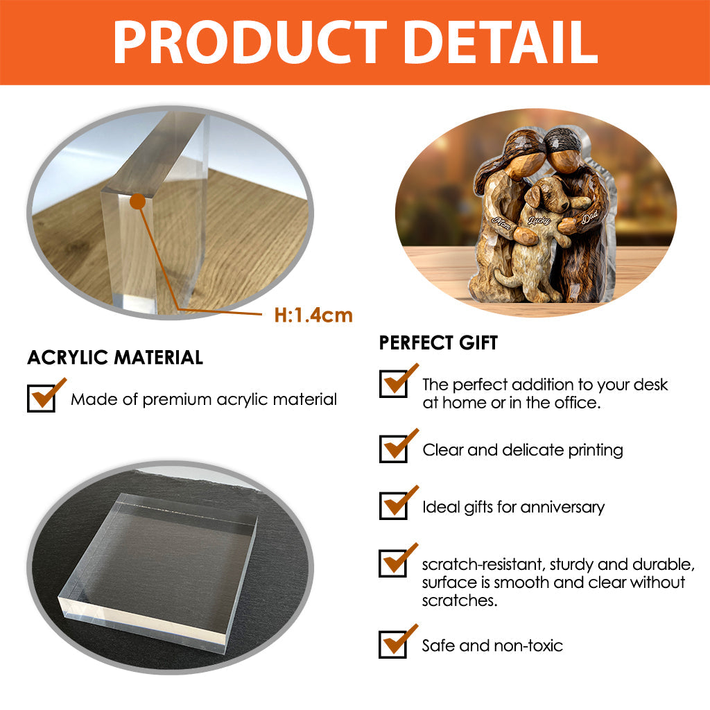 Du, ich und der Hund – personalisierte Acrylplakette in Hundeform