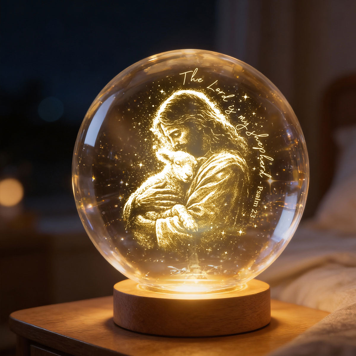 The Lord Is My Shepherd - Personalized Christian Crystal Ball Night Light