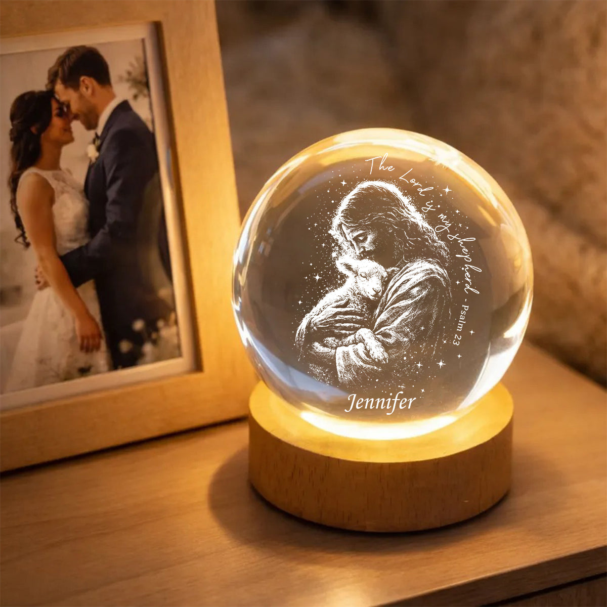 The Lord Is My Shepherd - Personalized Christian Crystal Ball Night Light
