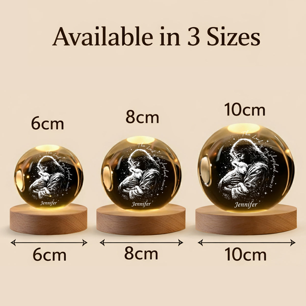 The Lord Is My Shepherd - Personalized Christian Crystal Ball Night Light