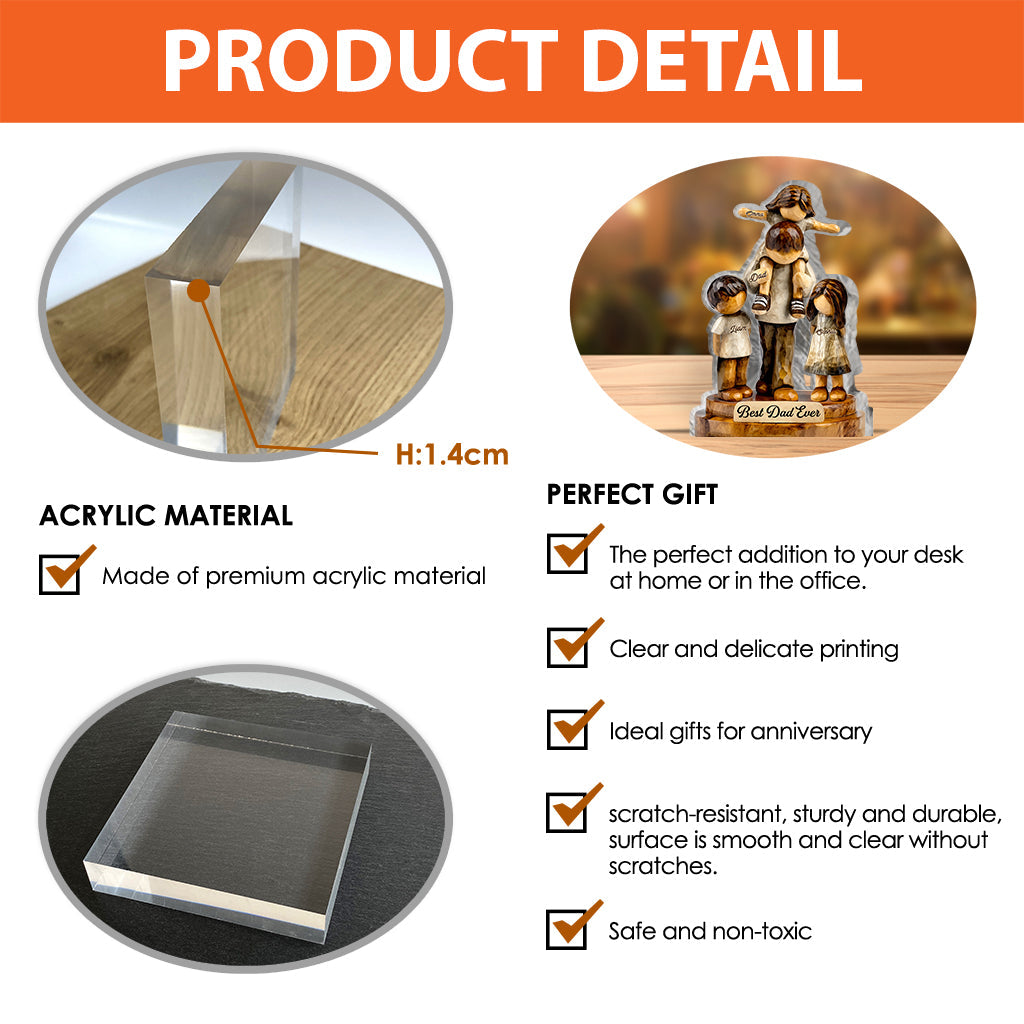 Bester Papa aller Zeiten – Personalisierte Acrylplakette in individueller Form für Väter